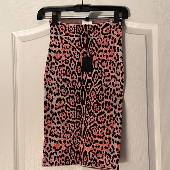 BCBGMaxAzria Pink and Black Animal Print Pencil Skirt - Picture 1 of 7